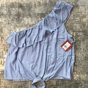 NWT MOSSIMO ONE SHOULDER BLUE and WHITE STRIPE SUMMER TOP